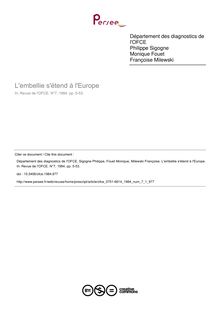 L embellie s étend à l Europe - article ; n°1 ; vol.7, pg 5-53