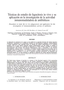 Técnicas de estudio de fagocitosis in vivo y su aplicación en la investigación de la actividad inmunomuduladora de antibióticos. (Procedures to study the in vivo phagocytosis and application for the investigation of immunomodulatory activity of antibiotics.)