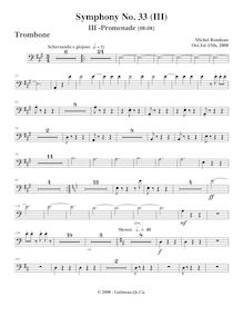 Partition Trombone, Symphony No.33, A major, Rondeau, Michel par Michel Rondeau