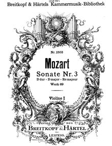 Partition violons I, église Sonata No.3, D major, Mozart, Wolfgang Amadeus