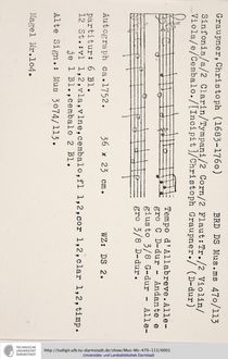 Partition complète et parties, Sinfonia en D major, GWV 555