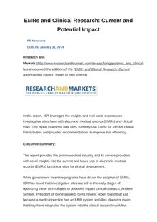 EMRs and Clinical Research: Current and Potential Impact