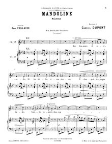 Partition de piano, Mandoline, Dupont, Gabriel