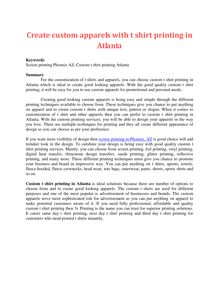 Create custom apparels with t shirt printing in Atlanta