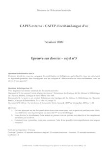 CAPES externe CAFEP d Occitan Langue d oc Epreuve sur dossier sujet n°3 session p