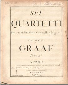 Partition violoncelle, Sei Quartetti per due Violini, Alto e violoncelle Obligato