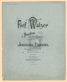 Partition complète, valses, Walzer, Brahms, Johannes