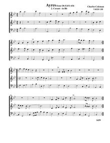 Partition , Corant en B♭ major, VdGS No.388 - partition complète, Aris pour 3 violes de gambe