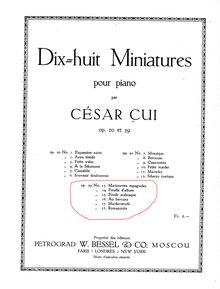 Partition Nos.1, 6, 4, 5, 7, 2, Miniatures, Cui, César