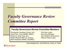 Faculty Governance Review Committee Report