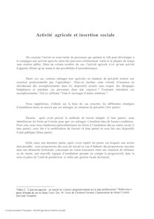 Activité agricole et insertion sociale : rapport final
