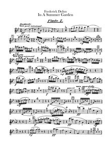 Partition flûte 1, 2, 3, en a Summer Garden, Delius, Frederick