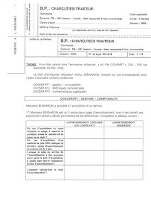 Gestion - Comptabilité, mathématiques appliquées et techniques commerciales 2004 BP - Charcutier traiteur