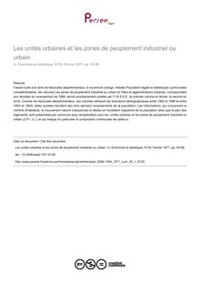 Les unités urbaines et les zones de peuplement industriel ou urbain - article ; n°1 ; vol.20, pg 53-56