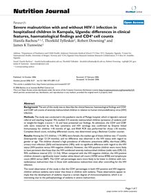 Severe malnutrition with and without HIV-1 infection in hospitalised children in Kampala, Uganda: differences in clinical features, haematological findings and CD4+cell counts