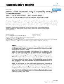 Cervical cancer: a qualitative study on subjectivity, family, gender and health services