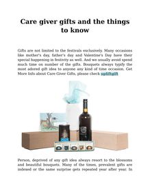 Care giver gifts and the things to know