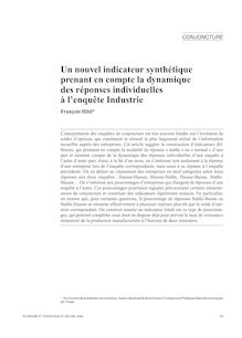 Un nouvel indicateur synthétique prenant en compte la dynamique des réponses individuelles à l enquête Industrie - article ; n°1 ; vol.395, pg 65-89