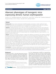 Aberrant phenotypes of transgenic mice expressing dimeric human erythropoietin