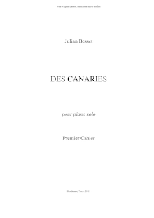 Partition Cahier 1, Des Canaries, Besset, Julian Raoul