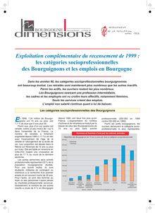 Exploitation complémentaire du recensement de 1999 : les catégories socioprofessionnelles des Bourguignons et les emplois en Bourgogne