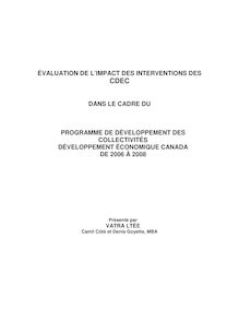 Étude sur l impact des interventions des CDEC 27 novembre 2009