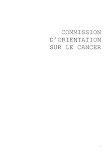 Rapport de la Commission d orientation sur le cancer