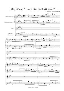 Partition Esurientes (Alto), Magnificat, D major, Bach, Johann Sebastian