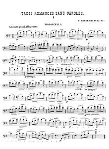 Partition de violoncelle, Trois Romances sans Paroles, Op.90