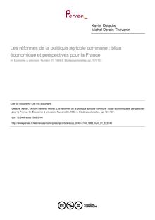 Les réformes de la politique agricole commune : bilan économique et perspectives pour la France - article ; n°5 ; vol.91, pg 101-107