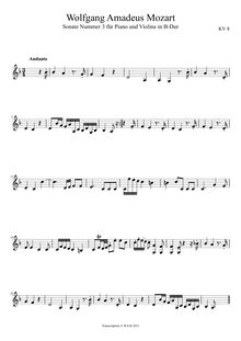 Partition , Andante (violon Score), violon Sonata, Violin Sonata No.3