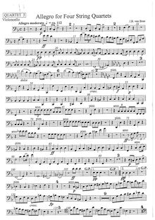 Partition quatuor III: violoncelle, Allegro pour 4 corde quatuors