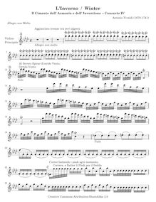 Partition violon solo, violon Concerto en F minor, L inverno (Winter) from Le quattro stagioni (The Four Seasons)
