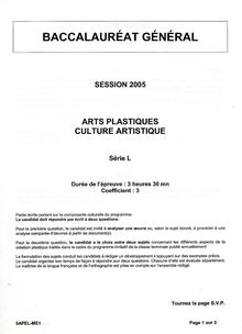 BACCALAURÉAT GÉNÉRAL - Art Plastique Culture Artistique (Session 2005))