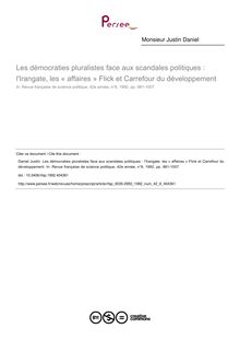Les démocraties pluralistes face aux scandales politiques : l Irangate, les « affaires » Flick et Carrefour du développement - article ; n°6 ; vol.42, pg 981-1007