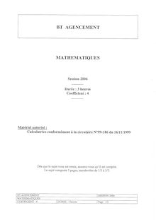 Mathématiques 2006 BT Agencement