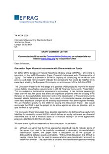 EFRAG Draft comment letter DP Equity vs liability