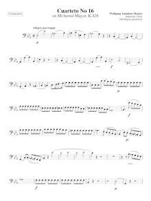 Partition violoncelle, corde quatuor No.16, E♭ major, Mozart, Wolfgang Amadeus
