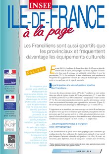 Les Franciliens sont aussi sportifs que les provinciaux et fréquentent davantage les équipements culturels