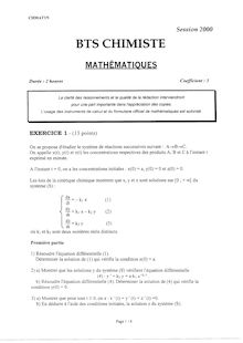 Mathématiques 2000 BTS Chimiste