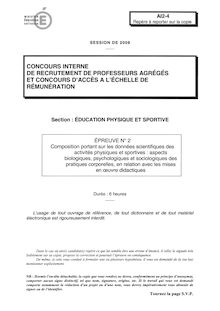 Composition sur les données scientifiques des activités physiques et sportives 2008 Agrégation d éducation physique et sportive Agrégation (Interne)