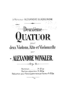 Partition complète, corde quatuor No.2, D minor, Winkler, Aleksandr