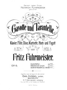 Partition de piano, Gavotte et Tarantelle pour Piano et 5 vents, Op.6