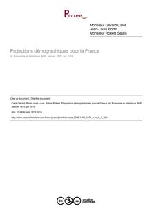 Projections démographiques pour la France - article ; n°1 ; vol.8, pg 3-19