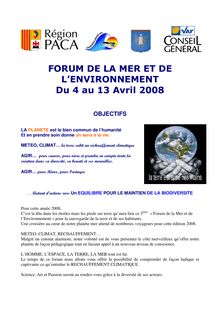 02 - OBJECTIFS THEME PARTICIPANTS Forum 2008 pour dossier de ...