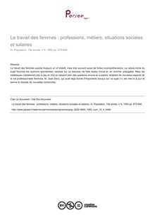 Le travail des femmes : professions, métiers, situations sociales et salaires - article ; n°4 ; vol.10, pg 675-690