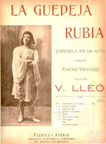 Partition Cover, La guedeja rubia, Zarzuela, Lleó, Vicente