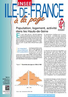 Population, logement, activité dans les Hauts-de-Seine