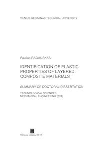 Identification Of Elastic Properties Of Layered Composite Materials ; Sluoksniuotų kompozitinių medžiagų tamprumo rodiklių identifikavimas
