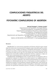 Complicaciones Psiquiátricas del Aborto (Psychiatric Complications of Abortion)